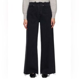 FRAME Denim Le Low Inkwell Baggy Wide Leg Jean In Black